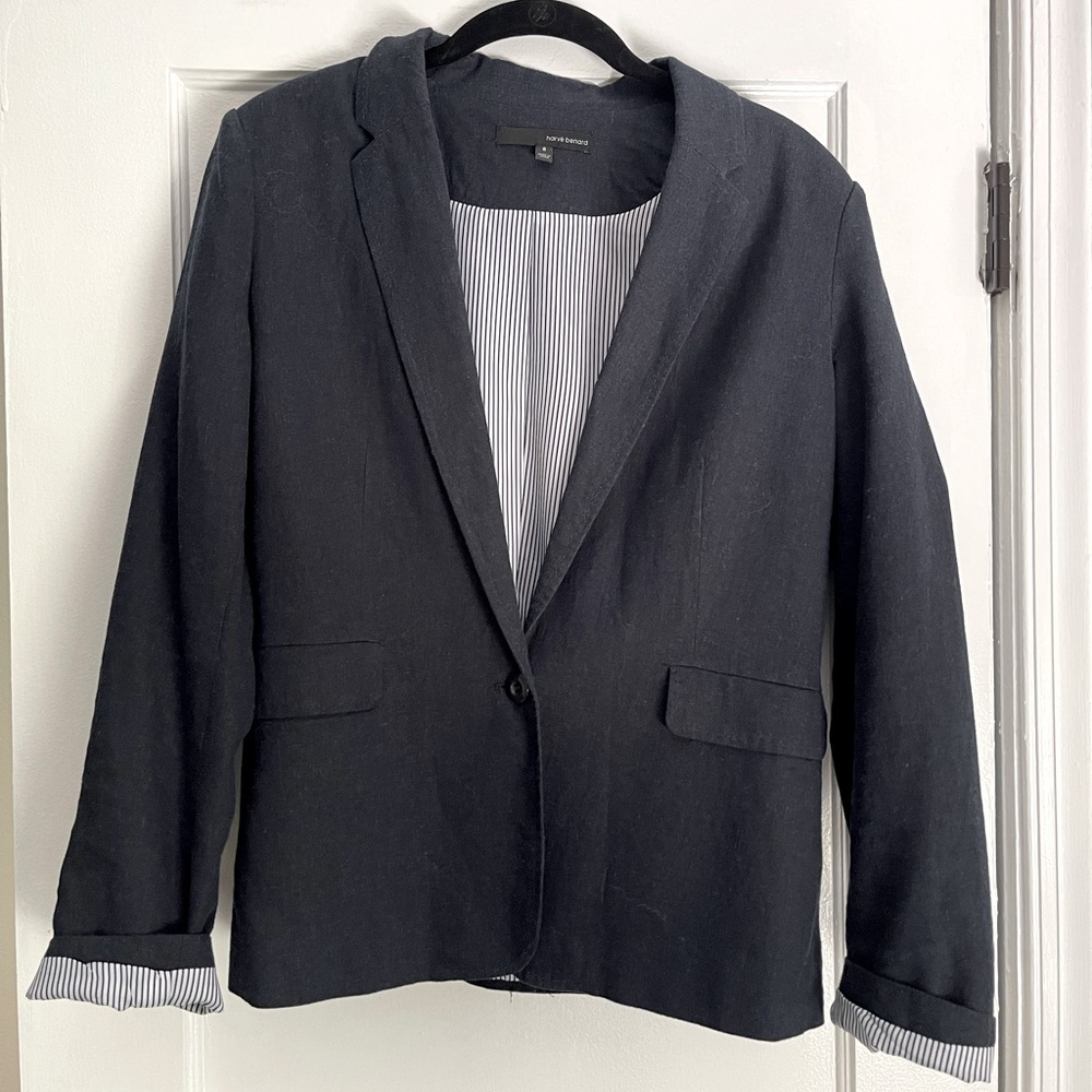 Harvé Bénard Blazer | Size 6 | Navy Blue